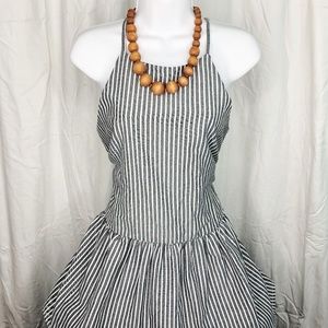 Love J Grey and White Stripe Peplum Top Sz S